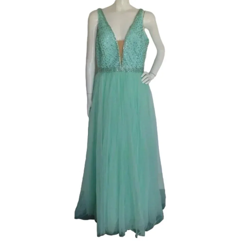 sherri hill mint green dress | Dresses | Sherri Hill Gowndress 6 Rhinestonebeaded Bodice Layered Tulle sherri hill blue short dress